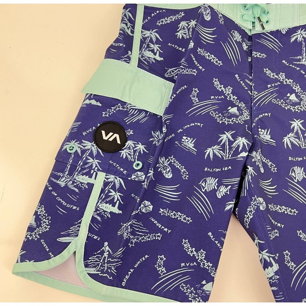 RVCA Eastern Boys 17 Inch Length Boardshorts Swim Trunks Boys Size 28 - Picture 6 of 6